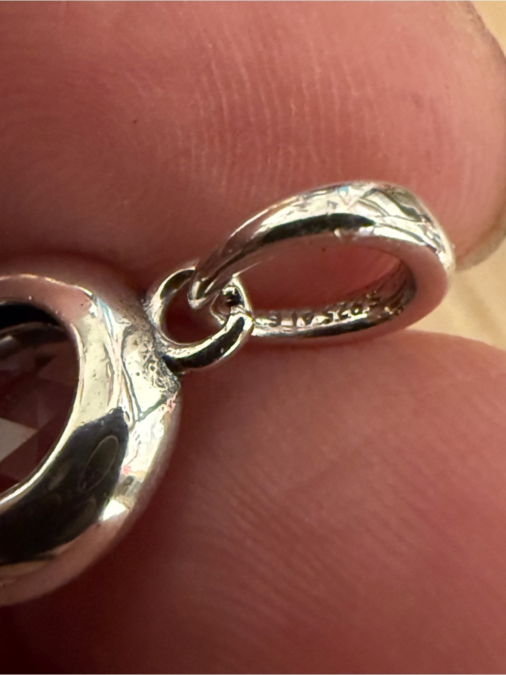 Pandora Silver Dangle Charm with Clear Faceted Stone - Picture 4 of 6